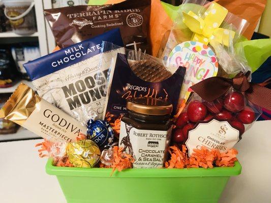 SPRING GOURMET SNACK BASKET filled with sweet goodies and savory delights! $55