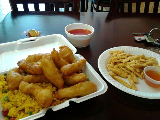 A lunch special with a can of soda (or soup).