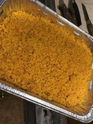 Tray of yellow rice.