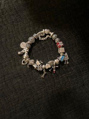 Pandora bracelet reassembled after being cleaned by staff.