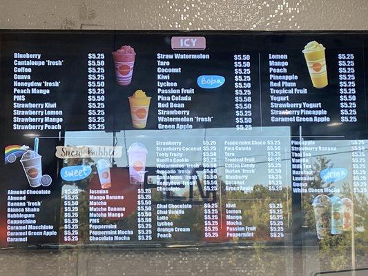 New menu as of 7/14/21