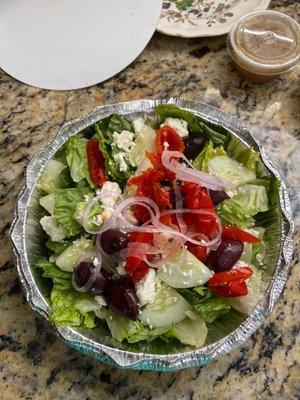 Small Greek Salad ... Greek Dressing on the side!