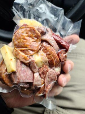 Vacuum pack of meat and cheese for the road? Yes please. Amazing.