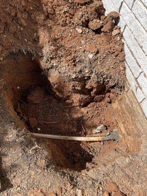 Water service replacement near foundation wall of home in Decatur