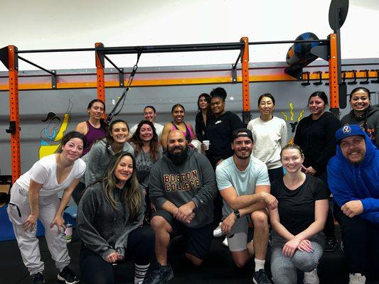 After class photo! Large group training left everyone sweaty.