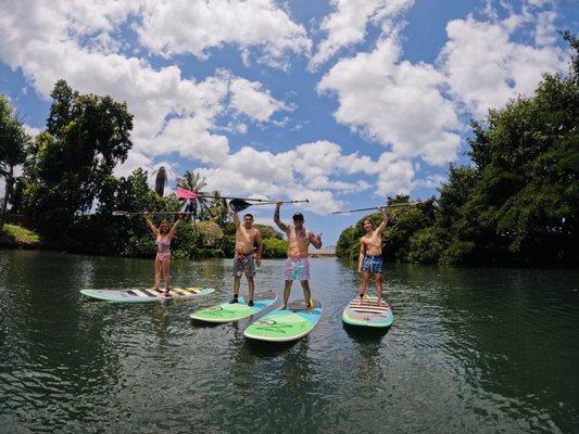 Paddle boarding down the river