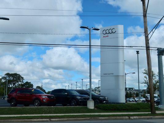 Prominent signage at corner of Golf and Waukegan Roads.