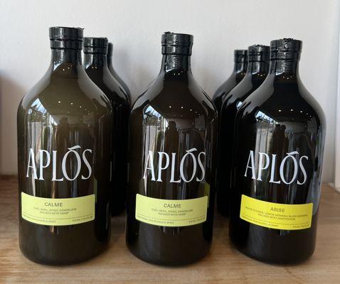 Aplós ridiculously delicious hemp infused non alcoholic spirit. Return to self, wind down at days end without the booze.