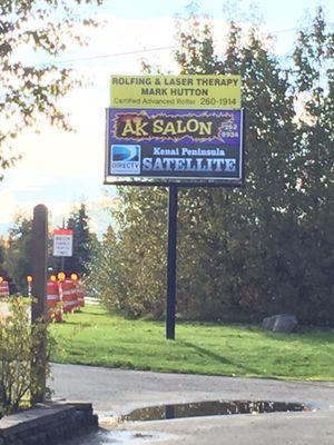 Kenai Peninsula Satellite's sign on the Kenai Spur Hwy