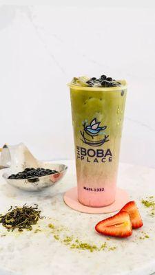 Strawberry Matcha Milk Tea