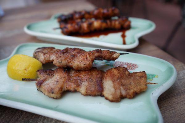 Pork belly skewers @dumplingadventuress