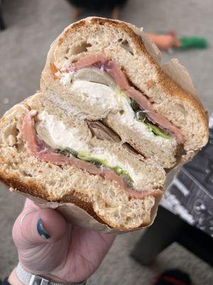 Smoked Salmon on a plain bagel - about $15.50 with tax