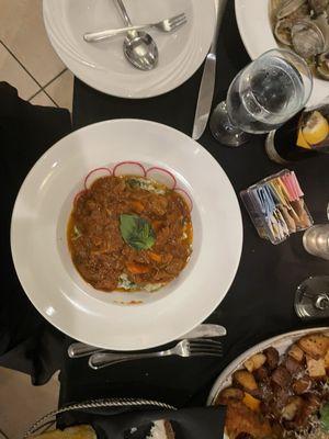 Veal Stew over Risotto