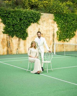 Bespoke suit in English ivory wool (wedding in Grasse, France).