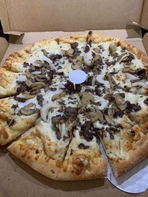 Cold Steak & Cheese pizza