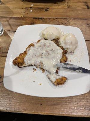 Chicken fried steak and mashed & gravy