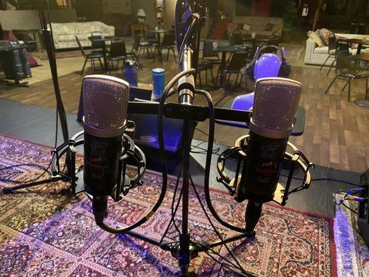 Two of our favorite microphones, the Roswell Mini K-47s