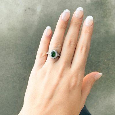 Platinum Natural Emerald and Diamond Ring