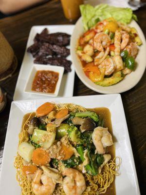 Rad Na Gravy Noodle, Larb Salad, Beef Jerky & Sticky Rice