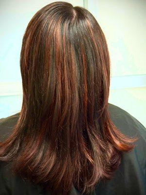 Beautiful red balayage and haircut done by Brittany