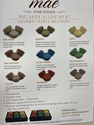 basic flavors of macarons