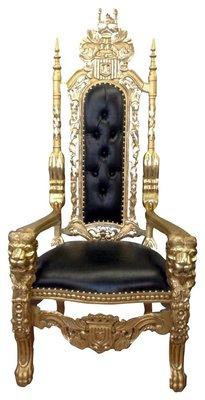 Black and gold throne chair