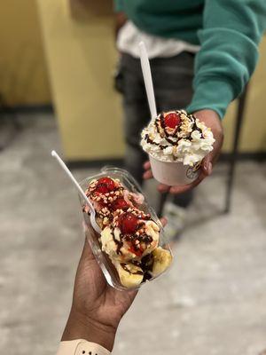 Traditional Banana Split & Hot Fudge Sundae