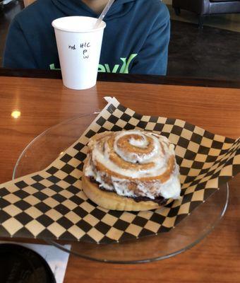 Warm Cinnamon roll- so good!