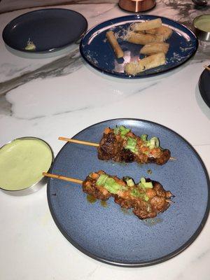 Hanger steak skewers