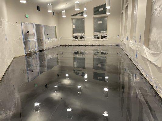 Metallic w/gunmetal epoxy floor coating