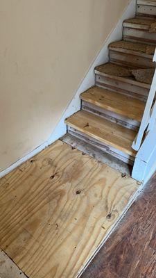 Stairs and landing repair wood started rotting on customer