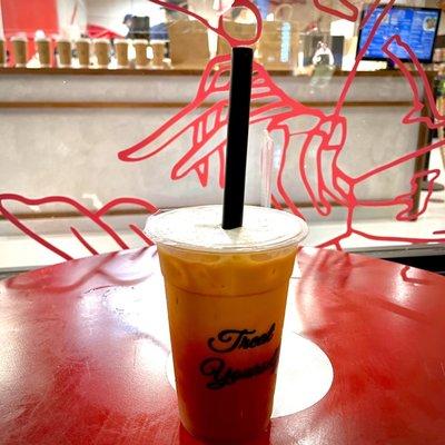 Medium Thai Iced Tea. $5.50 + tip