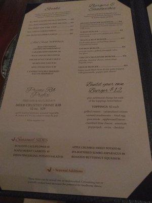 The menu prices