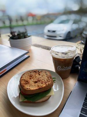 Caramel Macchiato and the Cali Sandwich with gluten free bread