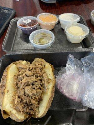 The brisket baked potato I'm about to construct. Let's eat!