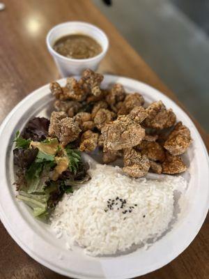 Popcorn chicken rice with curry IG: @mags.foodie