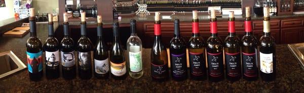 A lineup of what we have to pour at the Tasting Room on the Green