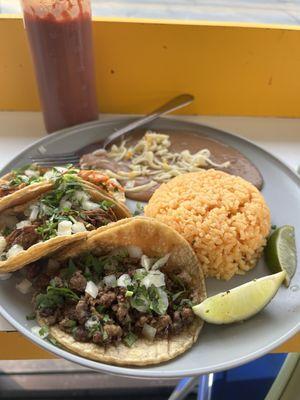 Tacos rice and beans