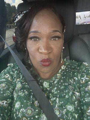 On my way to wedding. Hair and makeup by DivaOut