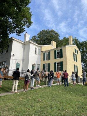 The yellow painted section of the House is original to 1832 when the house was built for Lyman Beecher, the first president of Lane Seminary