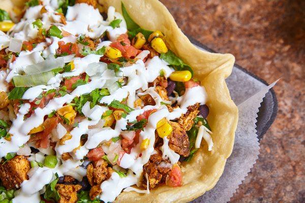 Fiesta taco salad in shell