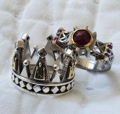 Silver and Gold Crown, Palladium & 18K Ruby