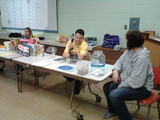 Dr. Galkin calling numbers at Mawbey Street Bingo.