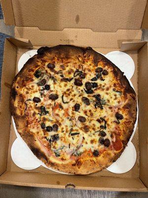 Burnt/cold greek pizza