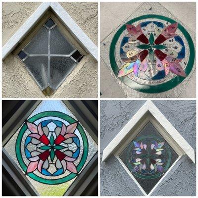 Custom stained glass window: Before and after