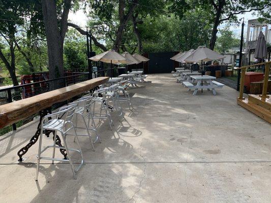 Bar area over looking Comal River and the Chute