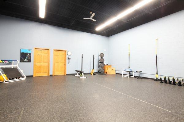 We have two gyms in our clinic to use for your road to recovery.  This is the back gym.