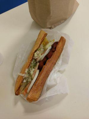 Smoke sausage poboy