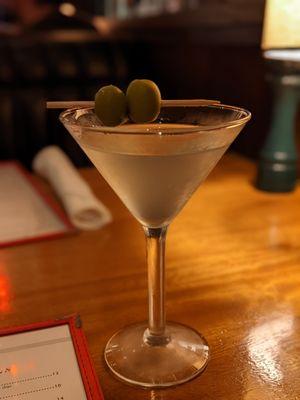 not-blue-and-gold martini (but still nice...Tito's with blue cheese olives)