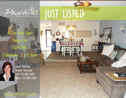 Real Estate In Tinton Falls - Just Listed By Pasch Real Estate.  Contact Joann Frascino for more information 732-685-5393.